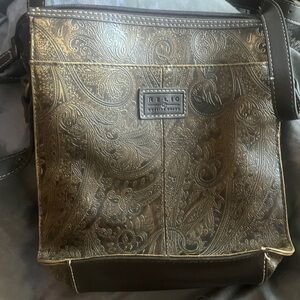 Relic Embossed Brown Messenger Bag
